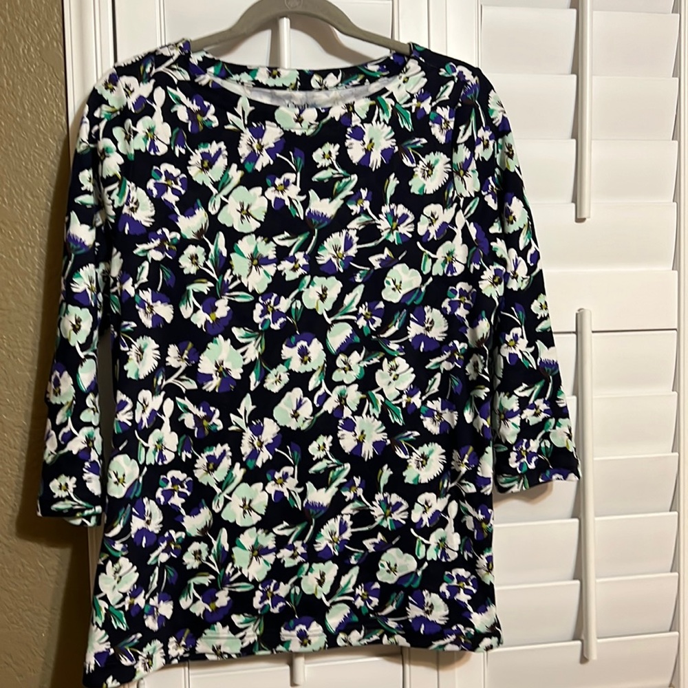 Croft & Barrow Woman’s Top Blouse Pullover 3/4 Sleeve Size Large Floral